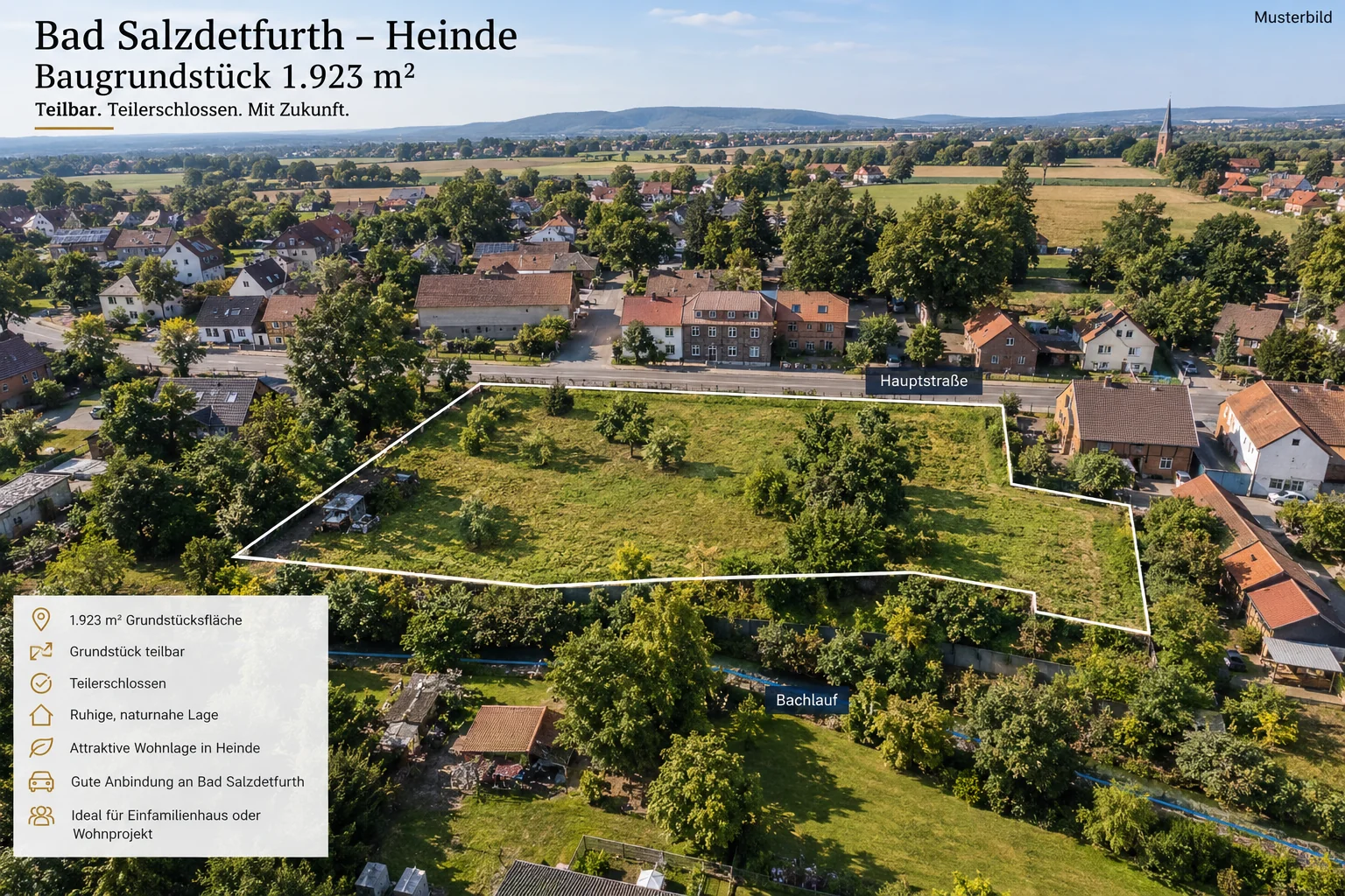 31162 Bad Salzdetfurth-Heinde – 1.923 m² Baugrundstück Teilerschlossen ( Teilbar )
