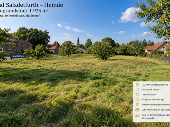 31162 Bad Salzdetfurth-Heinde – 1.923 m² Baugrundstück Teilerschlossen ( Teilbar )