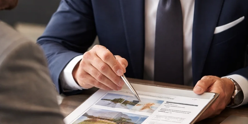 Beratung zu Immobilienunterlagen im Büro